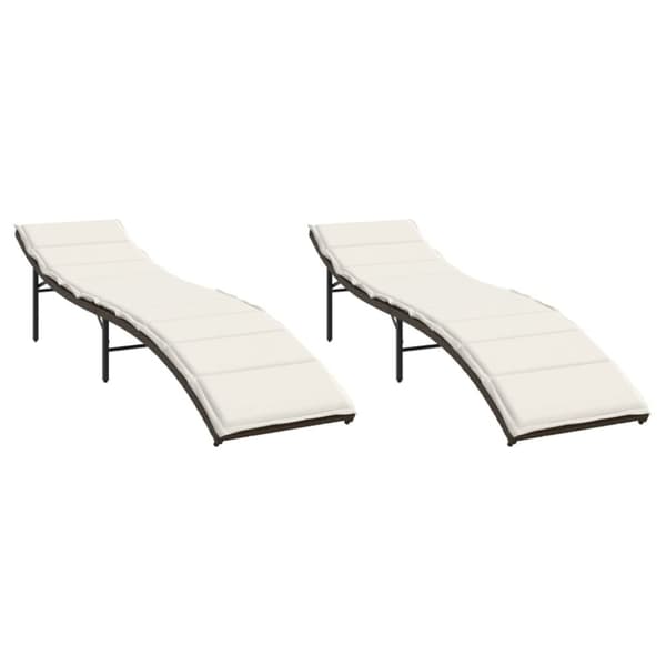 vidaXL liggestole 2 stk. med hynder polyrattan brun