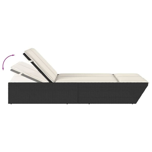 vidaXL dobbelt loungesofa med hynder polyrattan sort