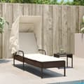 Miniatyrbillede 3 af 11: vidaXL liggestol med baldakin og bord polyrattan brun