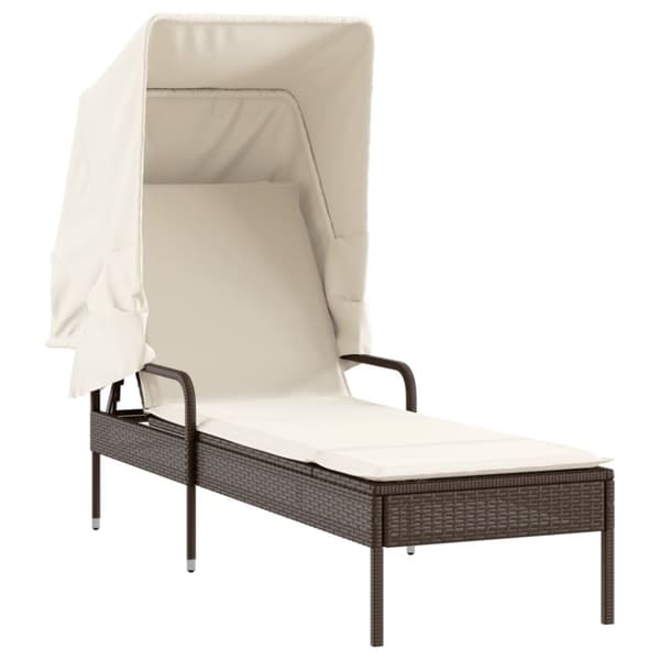 vidaXL liggestol med baldakin og bord polyrattan brun