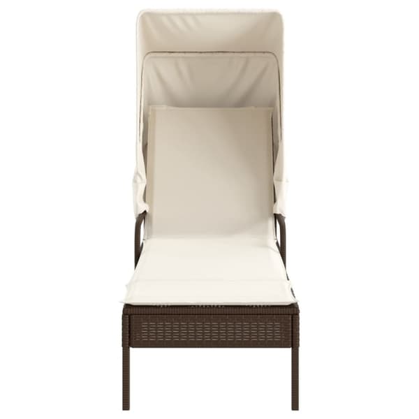 vidaXL liggestol med baldakin og bord polyrattan brun