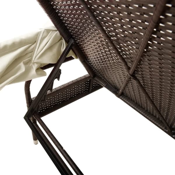 vidaXL liggestol med baldakin og bord polyrattan brun
