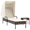 Miniatyrbillede 2 af 11: vidaXL liggestol med baldakin og bord polyrattan brun