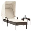 Miniatyrbillede 1 af 11: vidaXL liggestol med baldakin og bord polyrattan brun