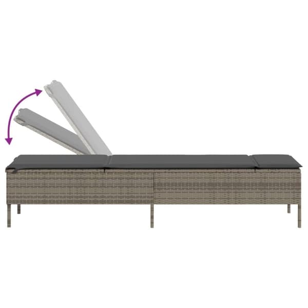 vidaXL liggestol med bord og hynde polyrattan grå