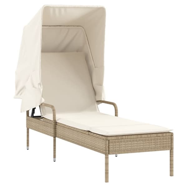 vidaXL liggestol med baldakin og bord polyrattan beige