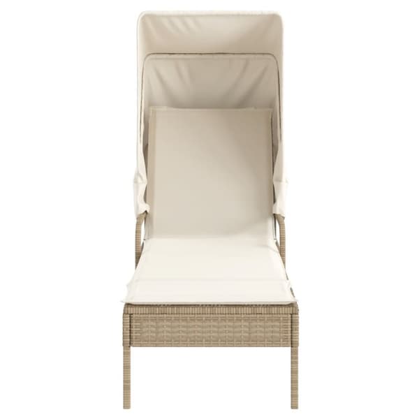 vidaXL liggestol med baldakin og bord polyrattan beige