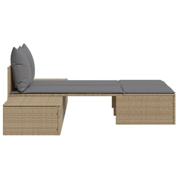vidaXL solseng med hynder polyrattan beige