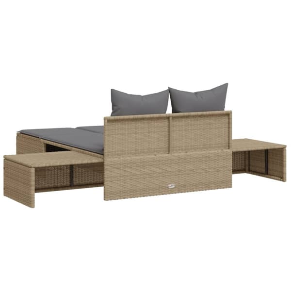 vidaXL solseng med hynder polyrattan beige