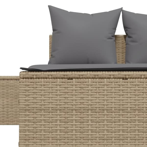 vidaXL solseng med hynder polyrattan beige
