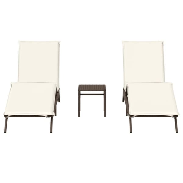 vidaXL liggestole 2 stk. med bord polyrattan brun