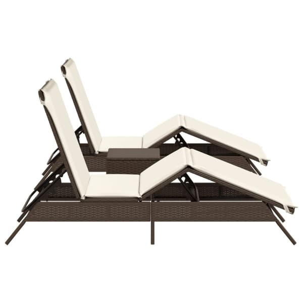 vidaXL liggestole 2 stk. med bord polyrattan brun