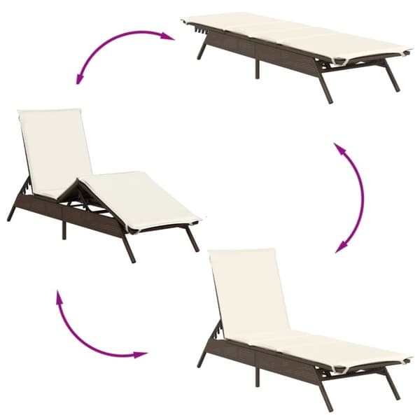 vidaXL liggestole 2 stk. med bord polyrattan brun