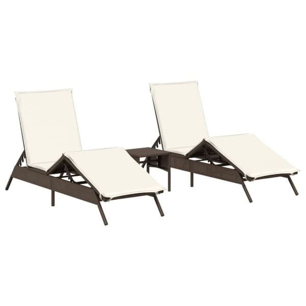 vidaXL liggestole 2 stk. med bord polyrattan brun