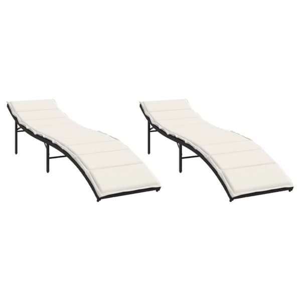 vidaXL liggestole 2 stk. med hynder polyrattan sort
