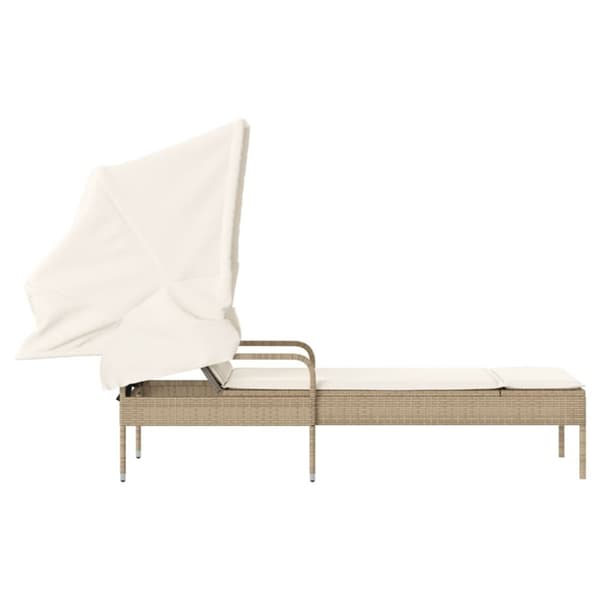 vidaXL Solsäng med tak beige konstrotting