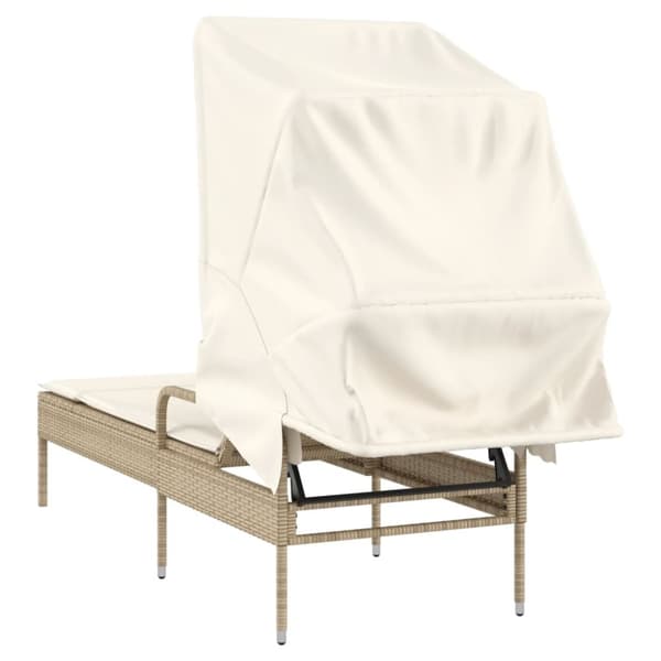 vidaXL Solsäng med tak beige konstrotting