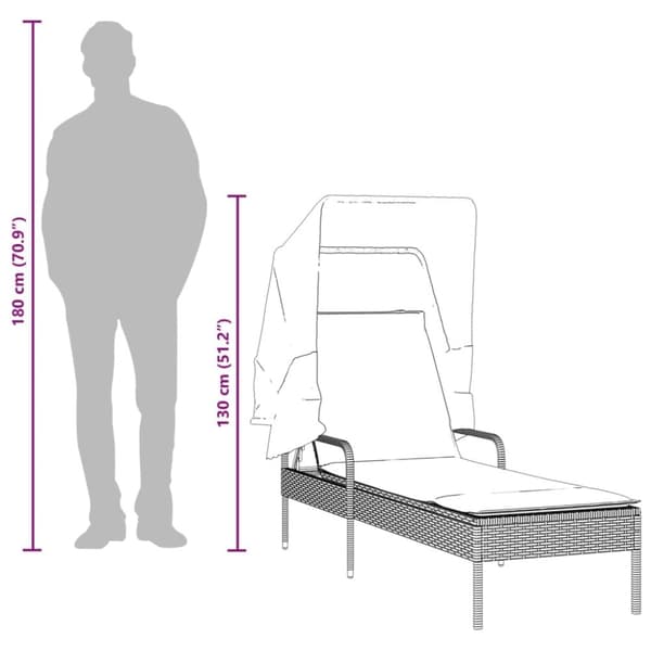 vidaXL Solsäng med tak beige konstrotting