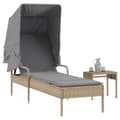 Miniatyrbillede 1 af 11: vidaXL liggestol med baldakin og bord polyrattan beige