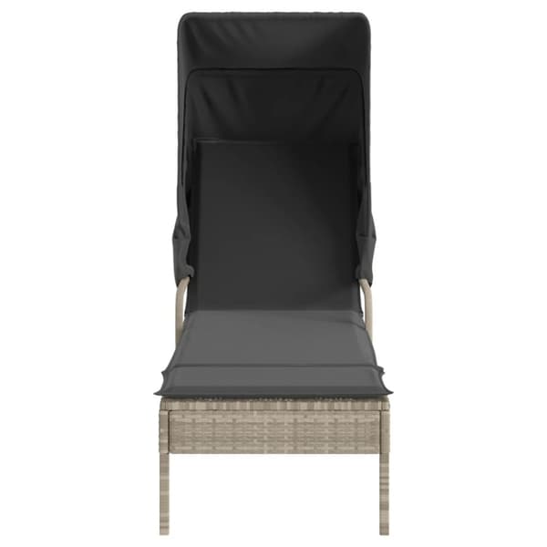 vidaXL liggestol med baldakin og bord polyrattan lysegrå