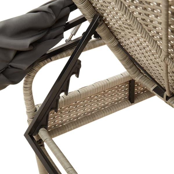 vidaXL liggestol med baldakin og bord polyrattan lysegrå