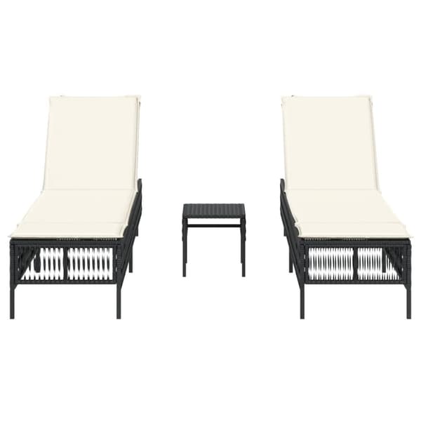 vidaXL liggestole 2 stk. med bord polyrattan sort