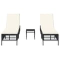 Miniatyrbillede 4 af 11: vidaXL liggestole 2 stk. med bord polyrattan sort