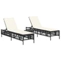 Miniatyrbillede 2 af 11: vidaXL liggestole 2 stk. med bord polyrattan sort