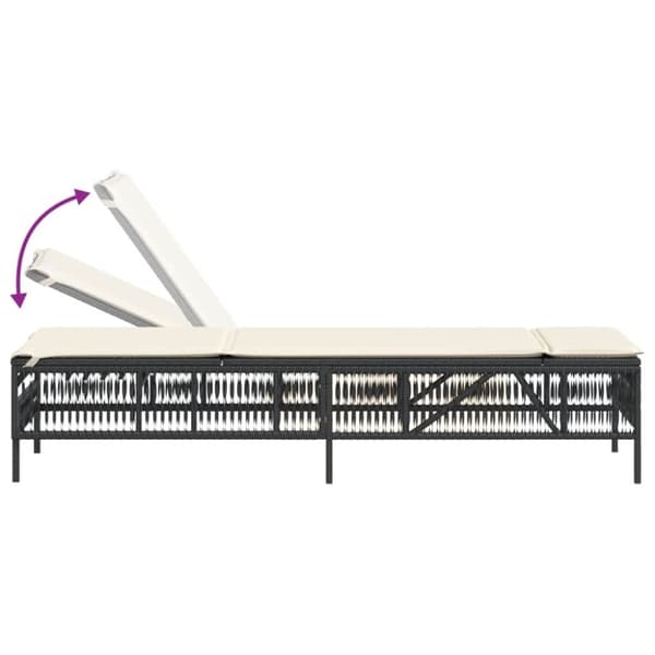 vidaXL Solsängar 2 st med bord svart konstrotting