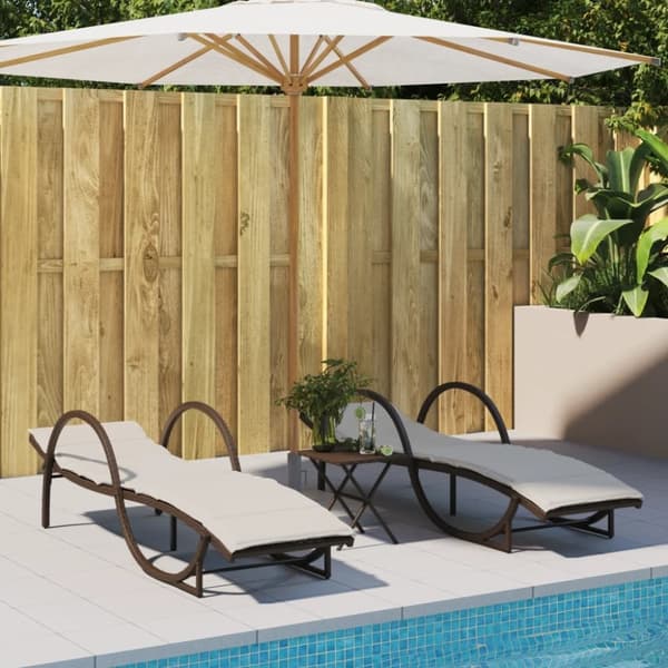 vidaXL liggestole 2 stk. med hynder polyrattan brun