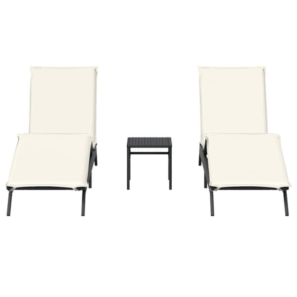 vidaXL liggestole 2 stk. med bord polyrattan sort