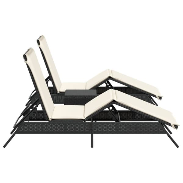 vidaXL liggestole 2 stk. med bord polyrattan sort