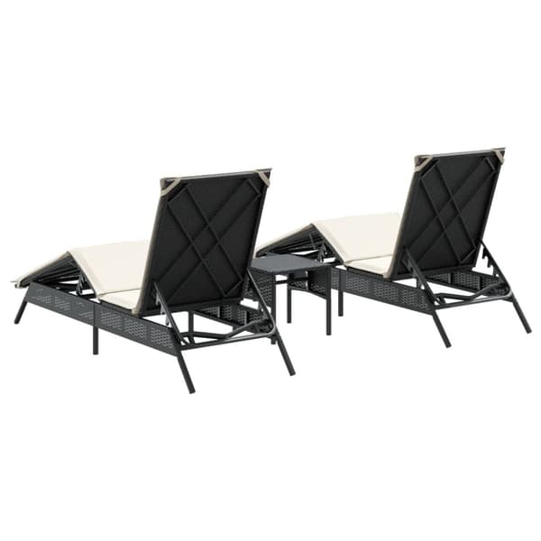 vidaXL liggestole 2 stk. med bord polyrattan sort