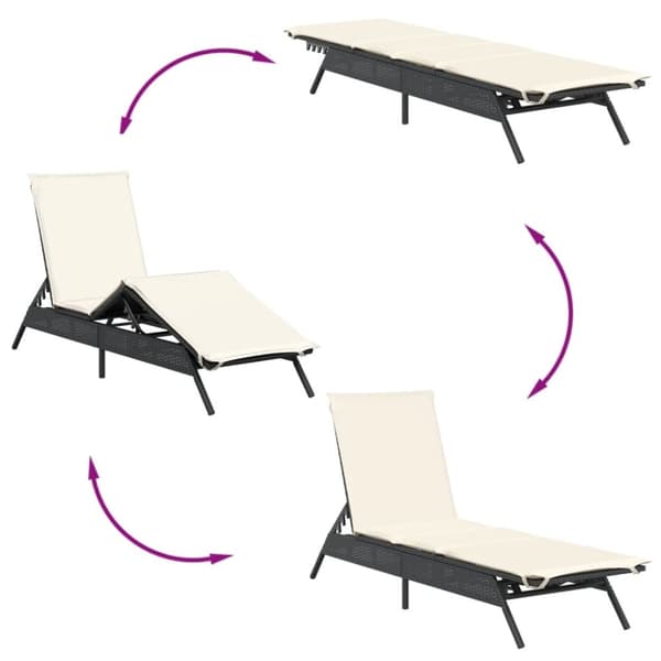 vidaXL liggestole 2 stk. med bord polyrattan sort