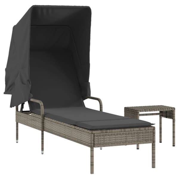 vidaXL liggestol med baldakin og bord polyrattan grå