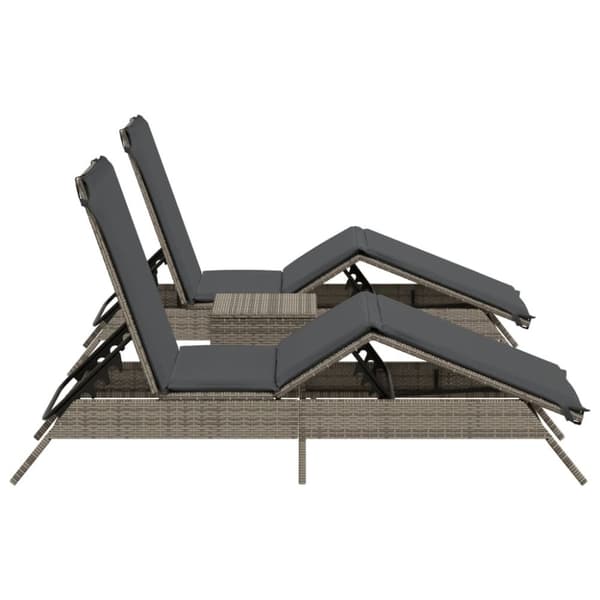 vidaXL liggestole 2 stk. med bord polyrattan grå