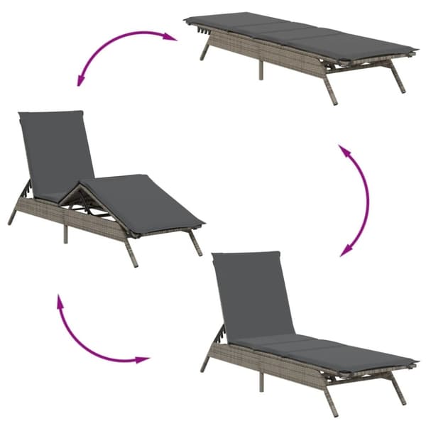 vidaXL liggestole 2 stk. med bord polyrattan grå