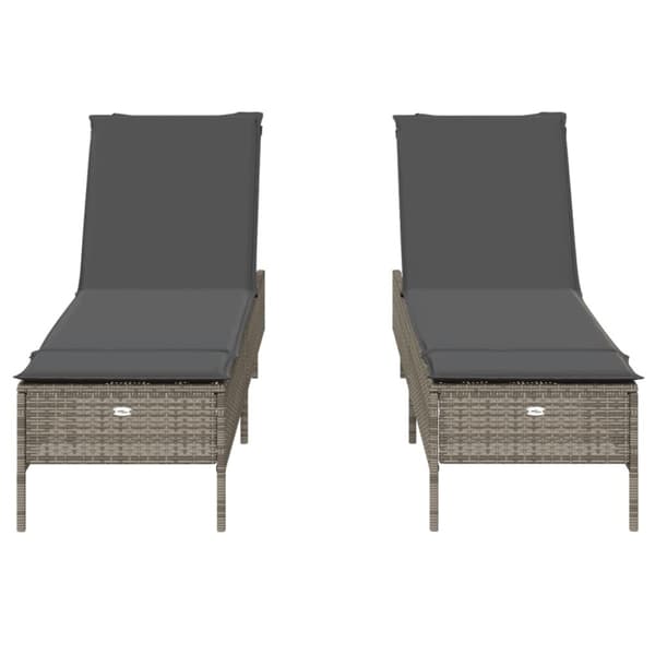 vidaXL liggestole 2 stk. med hynder polyrattan lysegrå