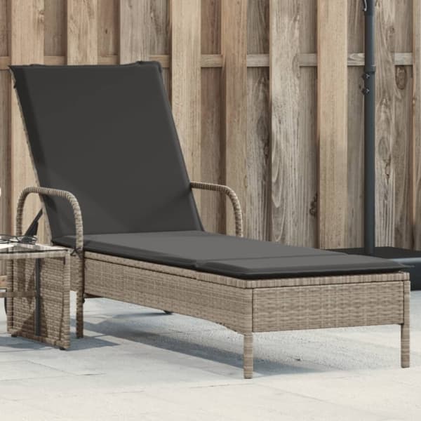 vidaXL liggestol med hjul og hynde polyrattan lysegrå