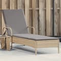 Miniatyrbillede 1 af 11: vidaXL liggestol med hjul og hynde polyrattan beige