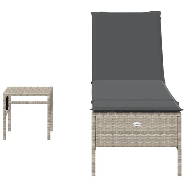 vidaXL loungesofa med bord og hynde polyrattan lysegrå