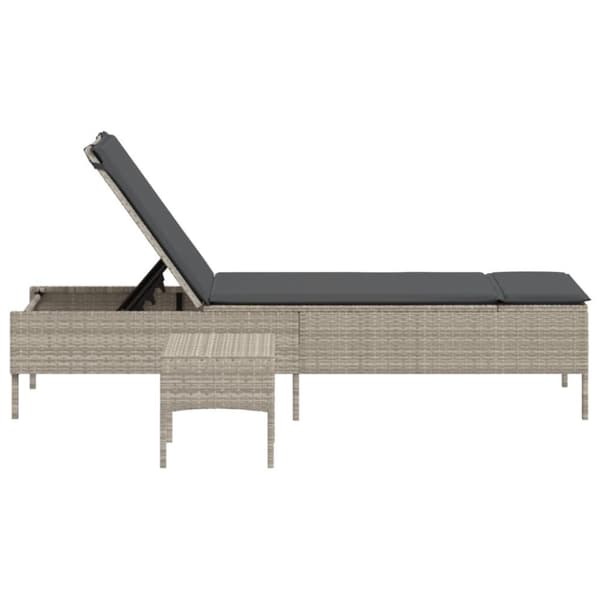 vidaXL loungesofa med bord og hynde polyrattan lysegrå