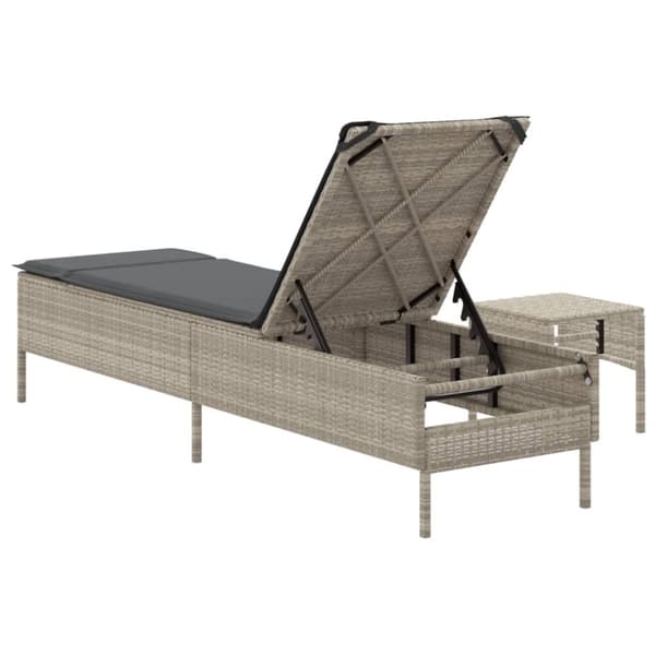 vidaXL loungesofa med bord og hynde polyrattan lysegrå