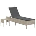 Miniatyrbillede 2 af 11: vidaXL loungesofa med bord og hynde polyrattan lysegrå