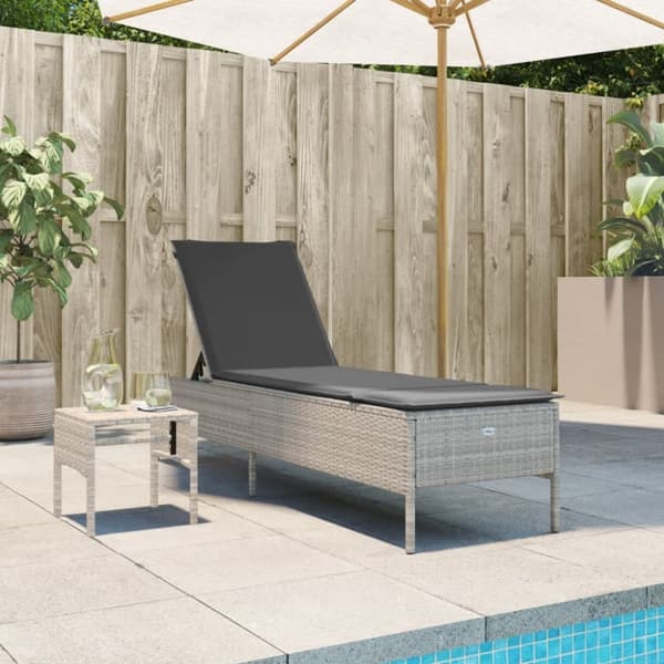 vidaXL loungesofa med bord og hynde polyrattan lysegrå
