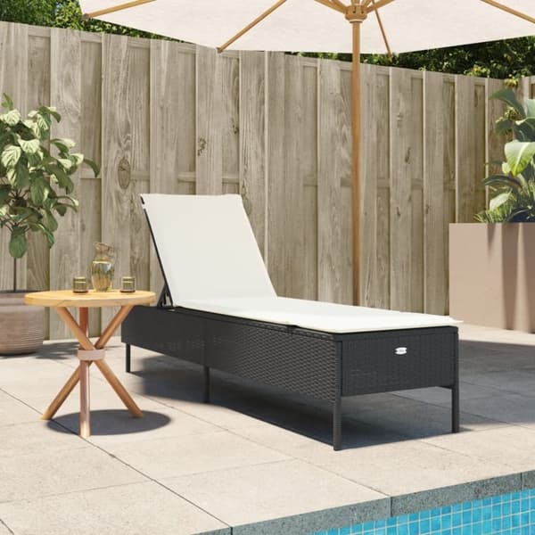 vidaXL liggestol med hynde polyrattan sort