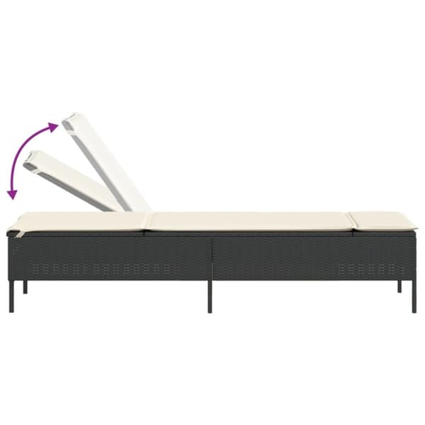 vidaXL liggestol med hynde polyrattan sort
