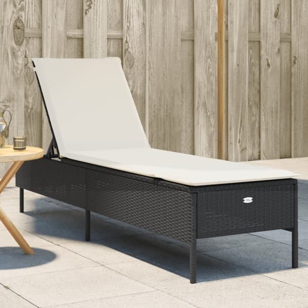 vidaXL liggestol med hynde polyrattan sort