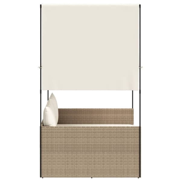 vidaXL solseng med tag og gardiner polyrattan beige