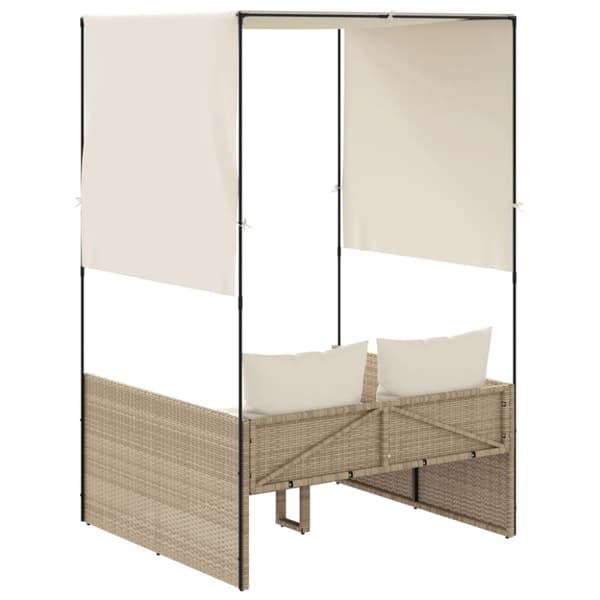 vidaXL solseng med tag og gardiner polyrattan beige